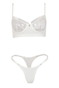 Set lenjerie sexy 2 piese cu dantela, sutien alb
