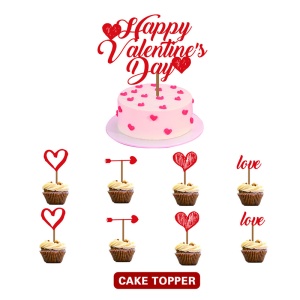 Set party valentine’s day, baloane, banner si decoratiuni tort, rosii - Img 4