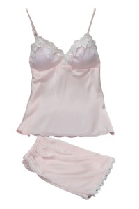 Set pijama sexy, 2 piese, din satin, Roz
