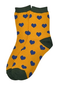 Sosete trendy, model peste glezna, imprimeu grafic cu inimioare, tematica magic heart, marime 36-42, unisex, galbene