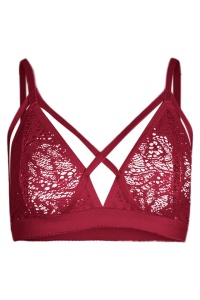 Sutien dama, bretele decorative, model floral, visiniu - Img 3
