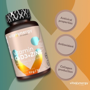 VITAXYNERGY VITAMIN C + VITAMIN D3 + ZINC - 30 Tablete Supliment Nutritiv pentru Imunitate si Protectie Antioxidanta, Concentratie Mare de Zinc, Aprobat de Ministerul Sanatatii, Certificat FDA, GMP, Halal - Img 3