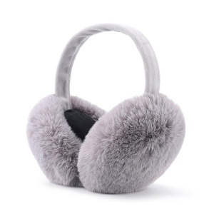 Acoperitori pentru urechi, protectie impotriva frigului, model casti dama clasice, calduroase si pufoase, pliabile, tematica fluffy winter, marime universala, gri