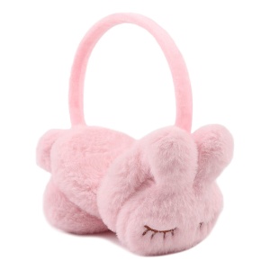 Acoperitori pentru urechi, protectie impotriva frigului, model casti pentru copii, tematica sleepy bunny, marime universala, roz deschis - Img 2
