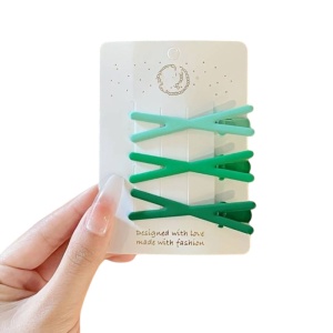 Agrafe de par, set 3 bucati, model in X, vesel si colorat, tematica strop de culoare in parul tau, verde