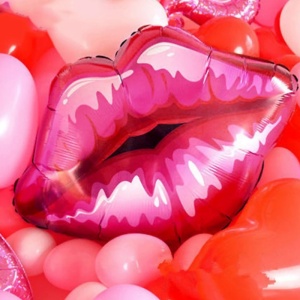 Balon kiss, decor buze, 75 cm, rosu - Img 3