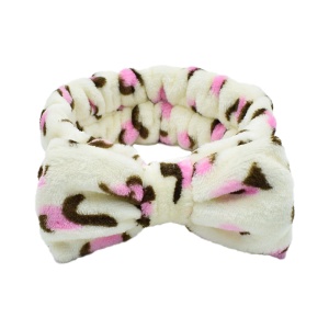 Bentita cosmetica machiaj, elastica, model animal print, bej cu imprimeu roz, marime standard