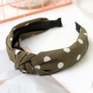 Bentita pentru par, model nod de cravata, verde cu buline albe, marime standard - Img 2