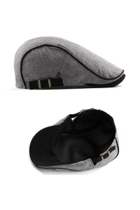 Bereta barbati, cozoroc curbat acoperit, prindere reglabila, model cool calduros, tematica modern classic style, marime universala, gri deschis - Img 3