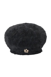 Bereta dama, model calduros captusit la interior, accesoriu delicat, tematica winter queen, marime universala, neagra