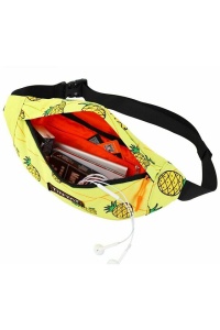 Borseta de talie sau umar, galbena, imprimeu tropical ananas, unisex - Img 3