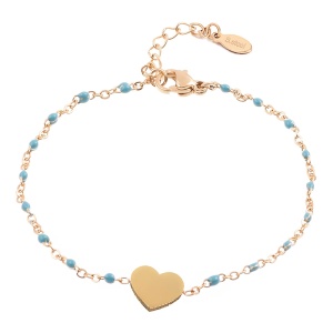 Bratara dama, model fashion delicat cu inimioara, tematica my heart is yours, reglabila, turcoaz