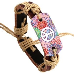 Bratara, model hippy peace, accesoriu colorat, reglabila, unisex, multicolor