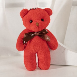 Breloc, model cu ursulet prietenos, accesorizat cu fundita de cadou, tematica I love you, rosu - Img 2