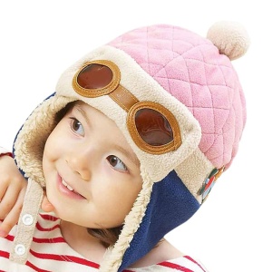 Caciula pentru copii, moale si calduroasa, model aviator, tematica fly with me, 9 luni – 4 ani, roz - Img 2