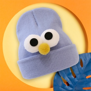 Caciula pentru copii, model minimalist accesorizat cu ochisori curiosi si nasuc nazdravan, tematica curious little baby, 0 – 1 ani, albastru deschis - Img 3
