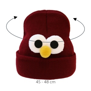 Caciula pentru copii, model minimalist accesorizat cu ochisori curiosi si nasuc nazdravan, tematica curious little baby, 0 – 1 ani, visinie - Img 4