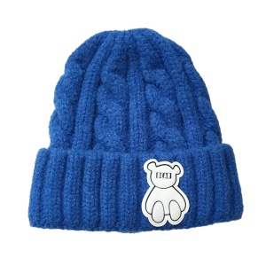 Caciula pentru copii, model moale si calduroasa, tematica happy bear world, 3 – 10 ani, albastra