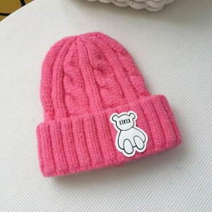 Caciula pentru copii, model moale si calduroasa, tematica happy bear world, 3 – 10 ani, roz aprins - Img 2