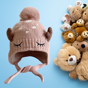 Caciula pentru copii, model pom pom cu urechiuse si prindere sub barbie, tematica micuta caprioara din poveste, 1 – 4 ani, roz - Img 3
