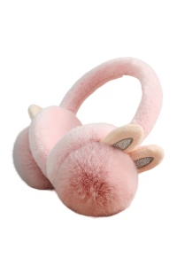 Casti de protectie impotriva frigului si a vantului pentru femei, model calduros cu urechiuse de iepuras, tematica fluffy bunny butt, marime universala, roz deschis