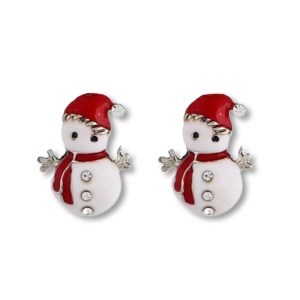 Cercei dama, model Craciun om de zapada, cu accesorii rosii, aurii si cristale semipretioase, 2 cm - Img 3