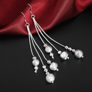 Cercei dama, model delicat deosebit, accesorii multiple tip globuri, tematica fancy life, argintii - Img 2