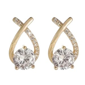 Cercei dama, model fashion elegant cu cristale, tematica fancy and beautiful, aurii