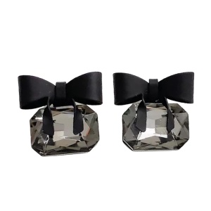Cercei dama, model special cu fundita, tematica dark fashion, negri