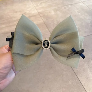Clama de par, model vintage, accesorizata cu funda eleganta si detaliu retro, verde - Img 2