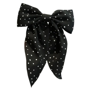 Clama de par tip ac, model cu funda ampla eleganta, imprimeu buline mici, neagra
