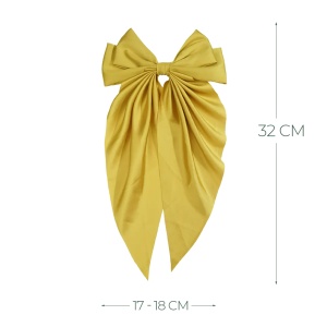 Clama de par tip ac, model cu funda ampla eleganta ponytail, mustar - Img 3