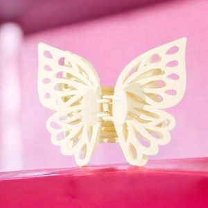 Cleste de par, prinde puternica, model voluminos fluture elegant, tematica I love butterfly, bej - Img 3