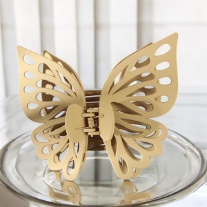 Cleste de par, prinde puternica, model voluminos fluture elegant, tematica I love butterfly, maro deschis - Img 4