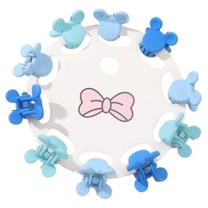 Clesti de par, set 10 bucati, model minimalist, prindere puternica, soricei veseli, tematica happy day, albastru