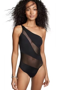 Costum de baie dama, o piesa, model incitant, cu taieturi semitransparente, prindere pe un umar, tematica sexy hot summer negru - Img 4