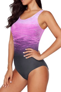 Costum de baie dama, o piesa, model summer vibe, detalii la spate mov - Img 3