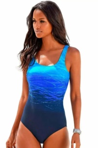 Costum de baie dama, o piesa, model summer vibe, detalii la spate albastru