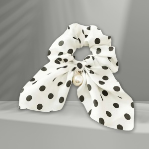 Elastic de par, model funda colorata si accesorizata, cu imprimeu buline, alb - Img 3