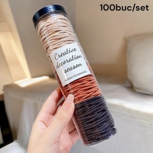 Elastic de par, set 100 bucati, model minimalist creativ, tematica lovely hairstyle, maro mixt - Img 3
