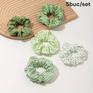 Elastic de par, set 5 bucati, model versatil, combinatii cute, imprimeu haios, tematica fashion lady, verde - Img 2