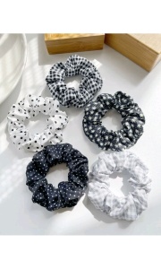 Elastic de par, set 5 bucati, model versatil, combinatii cute, imprimeu haios, tematica fashion lady, negru - Img 3