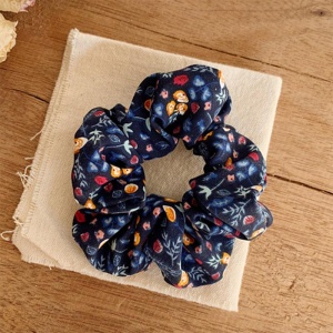 Elastic pentru par, albastru cu imprimeu floral - Img 4