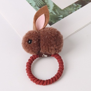 Elastic pentru par, model iepuras handmade, maro - Img 2