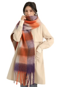 Fular dama, model gros si calduros, moale la atingere, tematica fashion winter, marime universala, mov multicolor