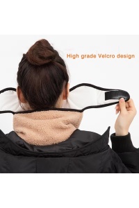Fular dama, tip guler inalt cu masca si protectie pentru urechi, calduros si moale, tematica winter sport life, marime universala, maro inchis - Img 3