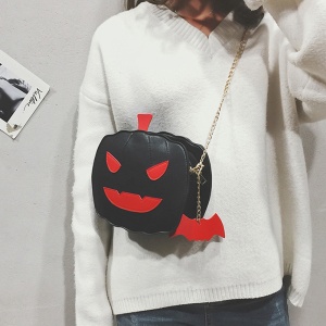 Geanta dama Halloween, bareta pentru umar, inchidere fermoar, un compartiment, piele ecologica, neagra - Img 2