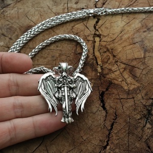 Lant arhanghel, model Diablo holy war, inger luptator, unisex, argintiu, - Img 2