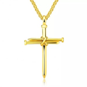 Lant cu pandantiv cruce. model cross, auriu, unisex
