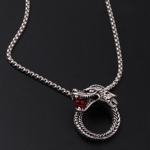 Lant cu pandantiv dragon, model creaturi mitologice, tematica orb of power, unisex, argintiu, - Img 3